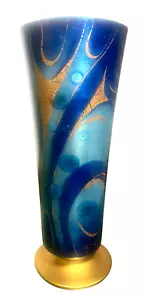 RARO vaso moderno metà secolo 11 3/8" Sascha Brastoff smaltato e dorato vorticoso - Foto 1 di 6
