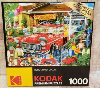 Rompecabezas Kodak Premium*Lavado de autos Sábado*1.000 piezas con póster extra*Nuevo Foto 1 de 4