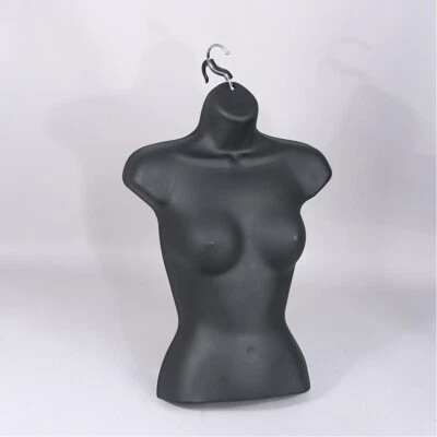 MANIQUÍ COLGANTE TORSO HEMBRA PLÁSTICO MOLDE VESTIDO NEGRO CON PERCHA Juego de 2 piezas Foto 1 de 4