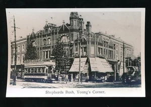 LONDON SHEPHERDS BUSH YOUNGS CORNER c1920 REAL PHOTO CARD PLAIN BACK - Picture 1 of 1