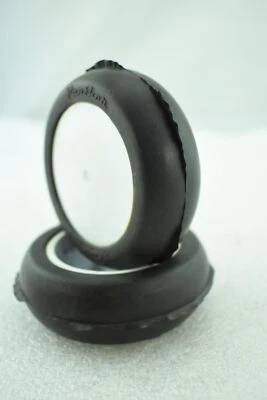 Pair Panther Slick 1/10 Tires White Wheels Front 4WD Yokomo Team Associated B64 - Image 1 of 4