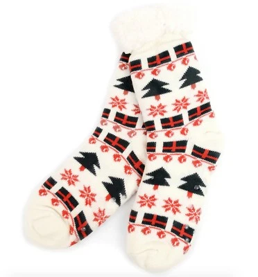 Meias chinelo Urban-Peacock de lã forrada Sherpa - Creme com férias     - Imagem 1 de 3