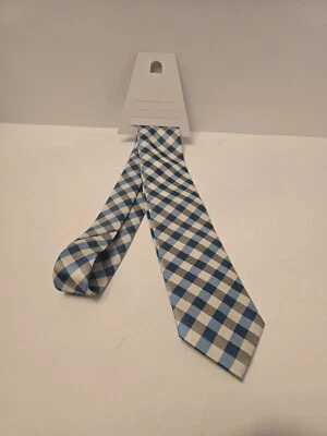 Donald J Trump Signature Collection Executive Tie Blue With White Checkers. Used - Image 1 of 4