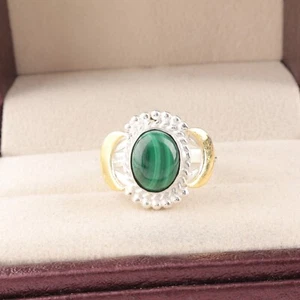 Malachite Gemstone 925 Sterling Silver Ring Handmade Jewelry Gift For Women - Picture 1 of 3