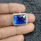 Handmade Statement Indian Blue Sapphire Ring 925 Sterling Silver Boho Ring AP687