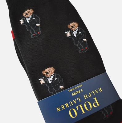 POLO RALPH LAUREN OSO MARTINI ALGODÓN Mezcla Hombre Calcetines 2 PARES Calcetines Talla 10-13 Foto 1 de 4