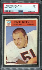 Philadelphia #31 1966 Dick Butkus RC PSA 3 Chicago Bears Salón de la fama - Imagen 1 de 1