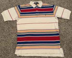 Polo Ralph Lauren Para Hombre Rayas Multicolor Vintage Rayas Talla Mediana Azul Poni - Imagen 1 de 12