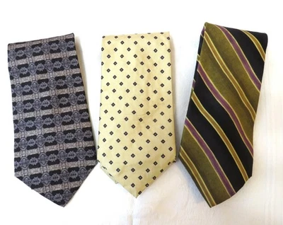 Lot of 3 Neckties Claiborne - ECHO Garment District - Silk Stripe Geometric - Image 1 of 4