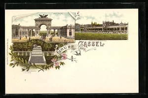 Lithographie Cassel, Orangerieschloss und Aue-Thor  - Picture 1 of 2