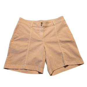 J. Jill creme hellbraune leichte Kiesel genähte Baumwolle Kahki Shorts Größe 8 - Bild 1 von 8