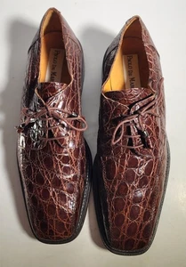 Paolo De Marco Genuine CROCODILE Skin LUXURY Brown Dress Shoe Loafers Mens 13 M - Picture 1 of 9
