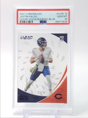 JUSTIN FIELDS 2021 CHRONICLES CLEAR VISION ROOKIES BLUE RC /99 PSA 10 Q0234 - Image 1 of 2