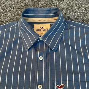 HOLLISTER CALIFORNIA 100%COTTON BLUE/STRIPE SHIRT MENS LARGE - Picture 1 of 9