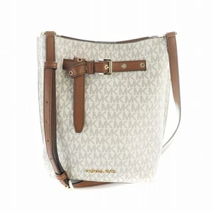 Michael Kors Emilia Shoulder Bag Crossbody Pvc Logo All-Over Pattern Brown White - Picture 1 of 8