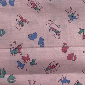 Vintage Fabric Cute Cat Pattern 22×22cm Handcraft - Picture 1 of 2