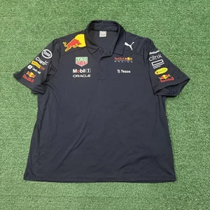 Men’s Puma Red Bull Racing F1 Team Short Sleeve Polo Shirt Mobil 1 Navy Size XXL - Picture 1 of 8