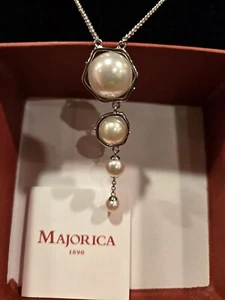 Majorica Organic Pearl Spiral 925 Silver Necklace - Picture 1 of 7