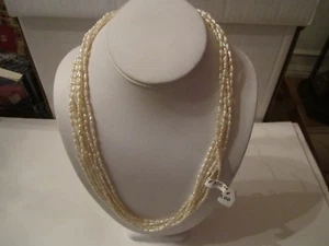 FRESHWATER PEARL NECKLACE WITH 14K GOLD CLASP - 6 STRAND - 24" - TUB BBA-7 - Picture 1 of 4