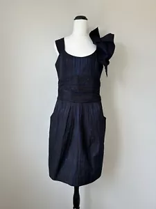 Cue Women’s Party Formal Evening Dress Black Blue Stiped Bow Size 12 - Picture 1 of 12