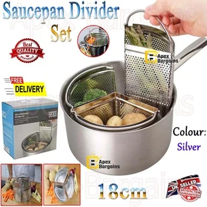 Dreifach Kochtopf Trenner Set Mehrzweck 18 cm Edelstahlsieb - Bild 1 von 9