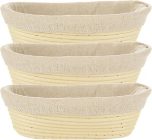Banneton Bread Proofing Basket Set of 3-10 Inch Oval Sourdough Proofing Baske... - Picture 1 of 7