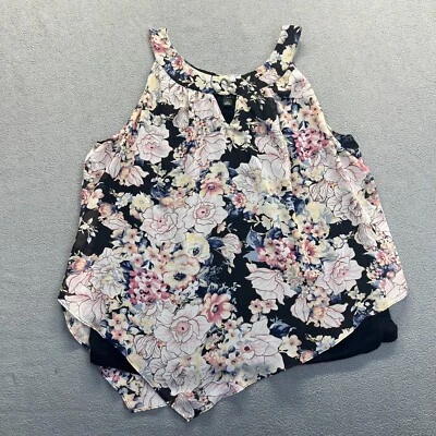 Alyx Women Plus Size 2X Sleeveless Tunic Top Floral Pleated Lined Relaxed - Image 1 of 4