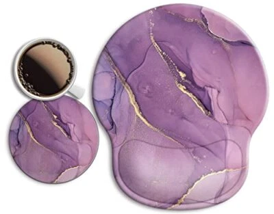 Ergonomic Mouse Pad with Gel Wrist Support Rest + Coaster Non-Slip & Pain Relief - Image 1 of 4