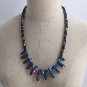 Handmade Blue And Bronze Necklace - Picture 1 of 5