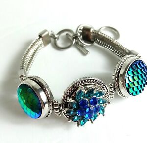 Snap Bracelet with Interchangeable Mermaid and a Fish Jewelry Snaps with Extras