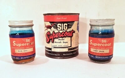 Vintage 1970’s Sig Manufacturing Model Airplane Can & Bottles W/ Nice Graphic - Image 1 of 4