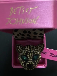 Womens Betsey Johnson Cat Cougar Panther Ring With Crystals NWT - Picture 1 of 3