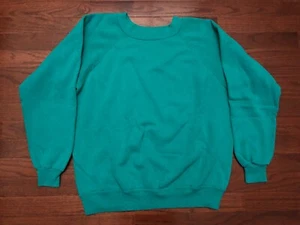 VINTAGE 1980's HANES ACTIVEWEAR SWEATSHIRT MENS LARGE GREEN BLANK CREW 80's e - Picture 1 of 3