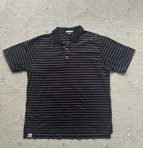 Peter Millar Polo Shirt - Black/Purple Stripe - XL - Picture 1 of 4