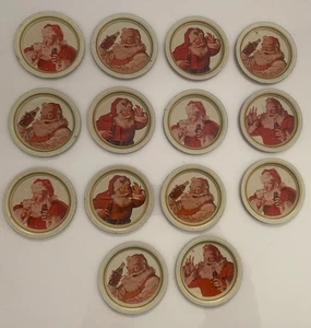 Vintage Coca-Cola Santa Metal Coasters Set of 14, 4 different Santa’s - Picture 1 of 16