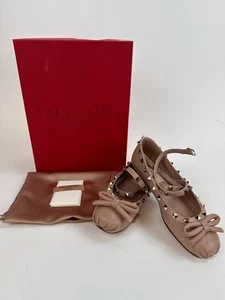 VALENTINO GARABANI Rockstud Ballerina Patent Leather Flats Beige EU35 / US5 - Picture 1 of 10