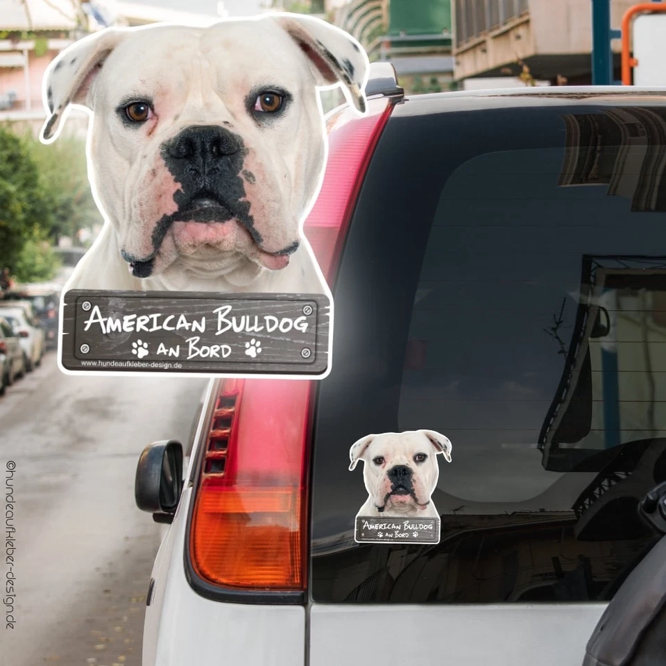 American Bulldog an Bord Autoaufkleber 10cm o. 20cm |  KFZ Hunde Aufkleber 0910 - Bild 1 von 2