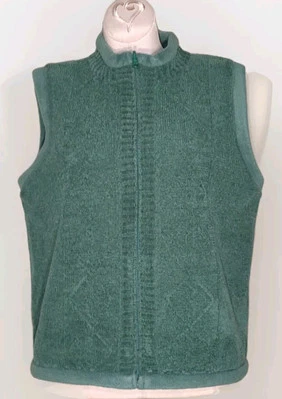Christopher & Banks - зеленый двусторонний шенильный/флисовый жилет на молнии - женский размер M - Изображение 1 из 4