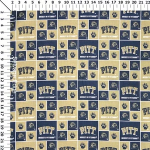1 1/3 Yards Pitt University Of Pittsburgh Panthers Gold Nave Cotton Fabric  - Picture 1 of 1
