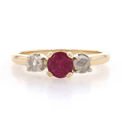 Yellow Gold Ruby & Diamond Ring - 14k Round 1.00ctw - Image 1 of 4