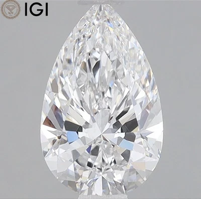 CVD Lab Grown Diamond 1.30 Carat IGI Certificate PEAR Cut E Color VVS2 Clarity - Image 1 of 4