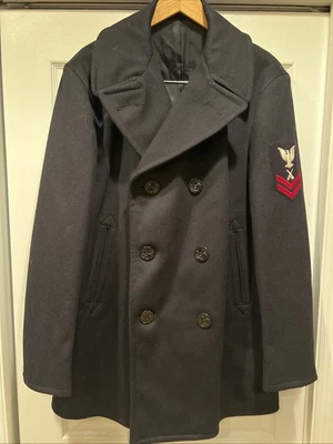 Chaquetón vintage Kersey 44 azul marino lana edición militar ancla pesada años 1967 60 Foto 1 de 4