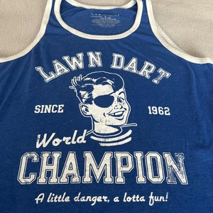 Lawn Dart World Champion Retro Sleeveless Blue Shirt Tank Top - Size Large - Bild 1 von 7