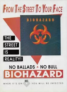 Biohazard album debutto omonimo 1990 promo pubblicità 8x11 mini poster - Foto 1 di 1