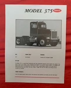 c1980 Peterbilt "MODEL 375" - Original Truck Dealer Sales Brochure / Specs - Picture 1 of 2