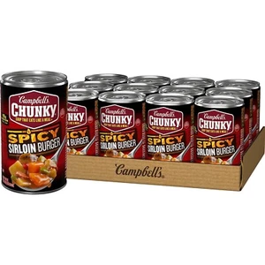 Campbell's Chunky Soup, Spicy 🌶️ Sirloin Burger Soup, 18.8 Oz Can (Case of 12) - Picture 1 of 4