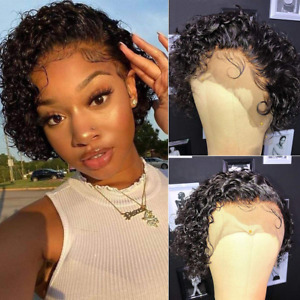 Pixie Curly Lace Wig Preplucked Human Hair Wigs Short with Baby Hair Bob 13×4 Wi