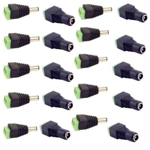 20pcs Male+Female DC Power Jack Connector Adapter Plug 2.1 x 5.5mm for CCTV New - Picture 1 of 6