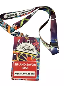 DCA Disneyland 2024 Disney Food & Wine Magic Key Sip Savor Pass Lanyard Fest USA - Picture 1 of 3