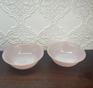 Vintage Fire King Pink Swirl 8 Inch Bowls Set of 2 - Photo 1/7